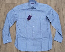  595 Ralph Lauren Purple Label Glen Check Cotton Dress Shirt Blue 16