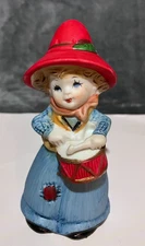 Vintage 1980 Jasco Critter Bells  Drummer Girl Bisque Porcelain Taiwan Christmas