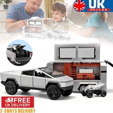 Tesla Cyber Truck Pickup Trailer RV 1:32 Model Car Toy With light For Kids Gifs