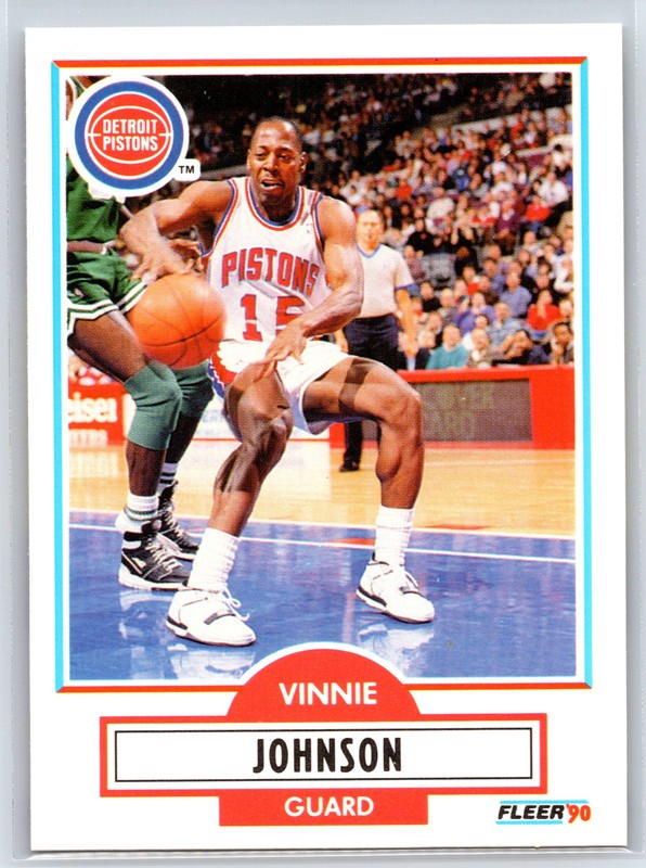#57 Vinnie Johnson, Detroit Pistons 1990-91 Fleer NBA Base