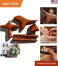 4 Types, 5 Piece Set Traditional Thai Massage Reflexology Wooden Stick Tool S...