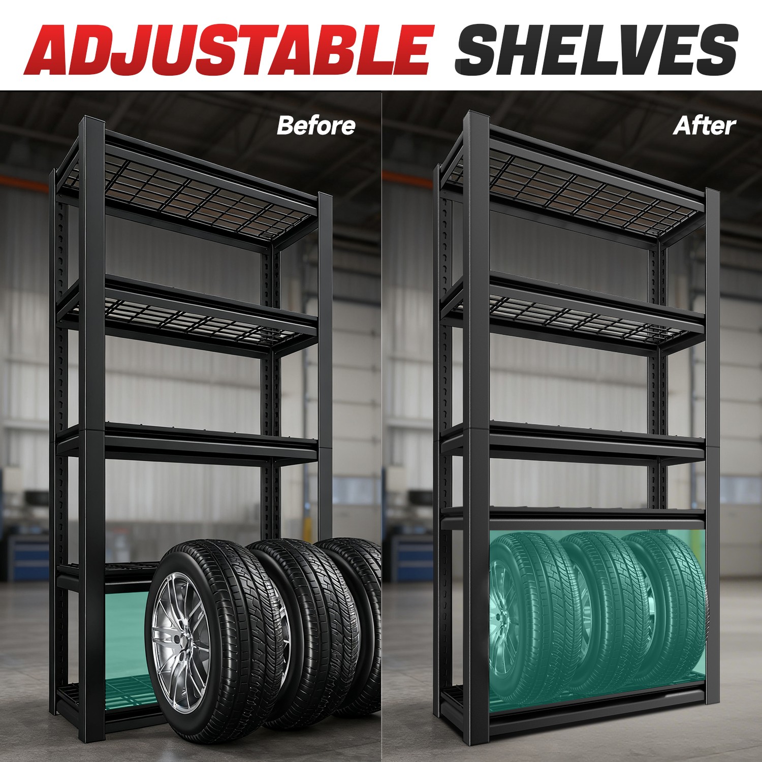 [Set of 2]72" 5-Tier Heavy Duty Adjustable Garage Shelving Units Storage Shelves