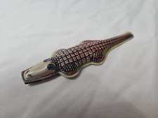 Vintage 1960 Crocodile Shape Noise Maker Clicking Clack Tin Toy Japan Excellent