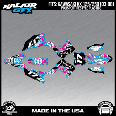 Graphics Kit for KAWASAKI KX125 KX250 2003-08 Polisport Restyle Cyberware-MGNTA