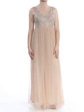 ADRIANNA PAPELL Womens Beige Bodice V Neck Full-Length Evening Dress 8