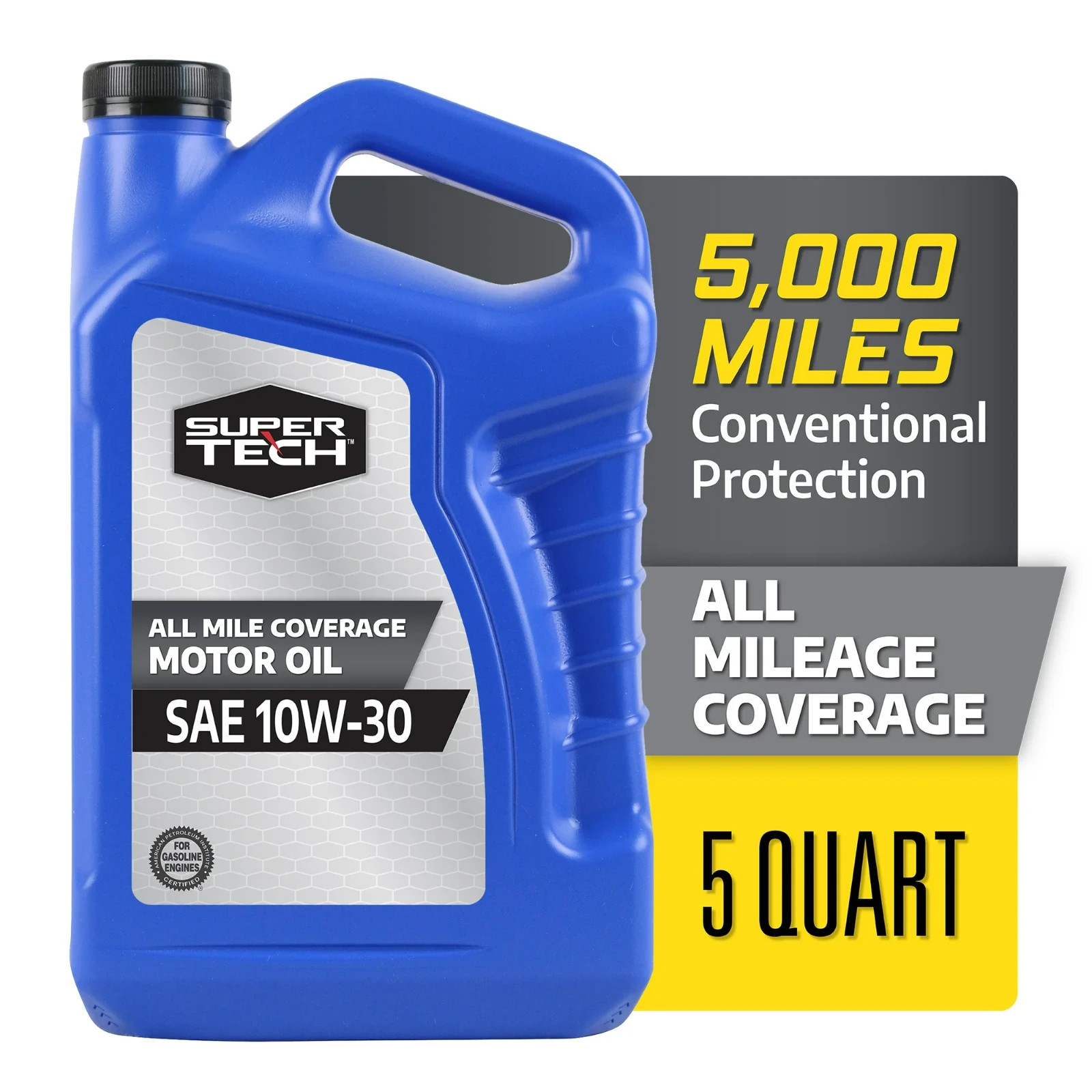 (3 pack) Super Tech All Mileage Synthetic Blend Motor Oil SAE 10W-30, 5 Quarts