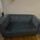 Lowes Blue Tufted 2-Seater Sofa 100% Cashmere Upholstery Modern — photo 2