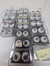 Glastic Real Doll Eyes 20mm 22mm Brown Violet Realistic Vintage Japan Lot of 17