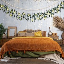 Artificial Eucalyptus Fall Wall Decor Boho Hanging with LED Light Farmhouse A...
