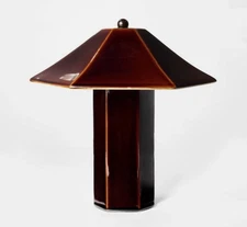 Studio McGee x Threshold Ceramic Lamp Brown w/ Empire Shade 12.5" NWT - IN HAND