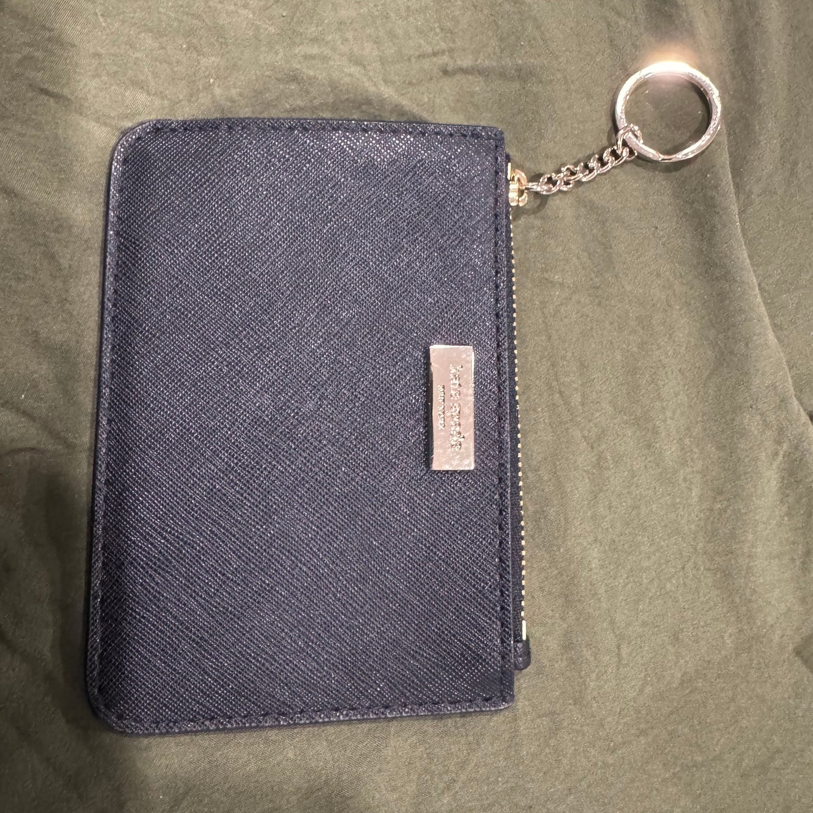 Kate Spade Laurel Way Bitsy Saffiano Leather Card Holder Key Pouch Navy Blue