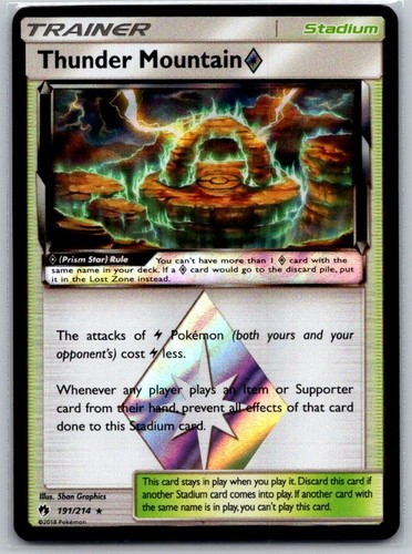 Thunder Mountain ◇ 191/214 Prism Star Rare Lost Thunder Pokemon Holo Near Mint