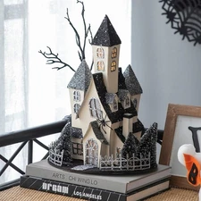 Lighted Haunted House, Christmas Halloween Decor Cardboard Battery Light 8"x13"
