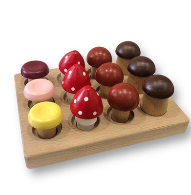 Montessori Inspired Mushroom Sorting Board Set Education Toy Dexterity Counting