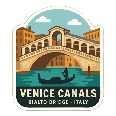 IYVM Venice Canals & Rialto Bridge Italy Sticker Decal Vinyl Symbolic Landmark