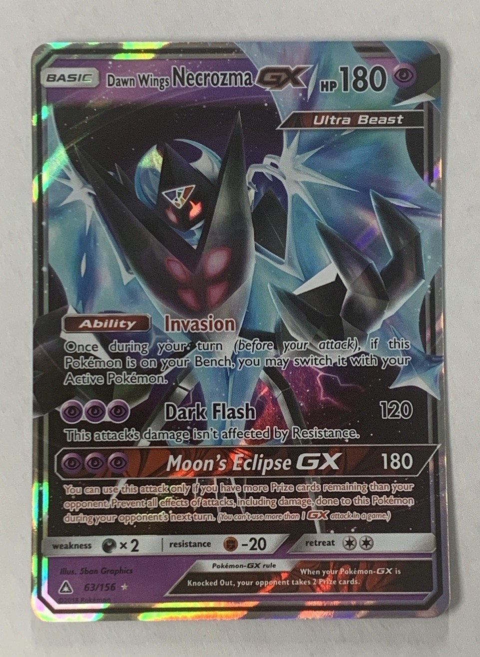 Pokemon Ultra Prism Dawn Wings Necrozma GX 63/156 Ultra Rare NM