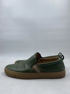 Bally Herald 209 Olive Green Leather Slip On Sneakers Men's Size 10 COA