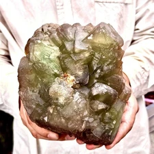 5.82LB Natural green cubic fluorite quartz crystal mineral specimen