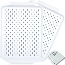 Czlizdyt Non-Slip Serving Tray with Handles, Set of 2, White, Lap Trays