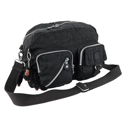 Kipling Crossbody Umhängetasche Damen Medium schwarz Reißverschlusstaschen Affe Anhänger