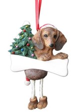 Dachshund Ornament Red with "Dangling Legs" Hand Painted and Easily Personalized
