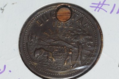 1882 Dog Tag Lafayette Ind. #112 B.W. Smith Co. Brass License   Antique 19th C.*