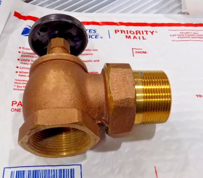 #ad 1 1 2quot; Brass Steam Angle Radiator Valve FIP x Male Union NEVER USED $20.00