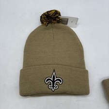 New Orleans Saints Beanie Hat OSFA Beige Cuffed Knit NFL Football NEW