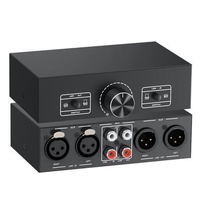 2-IN-2-OUT XLR Balanced/RCA Converter Audio Selector + RCA, Black