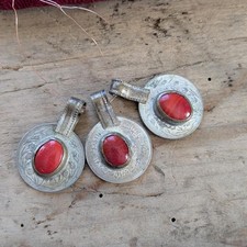 Vintage Kuchi Tribal Coin Pendants Coins Orange Glass 20073 