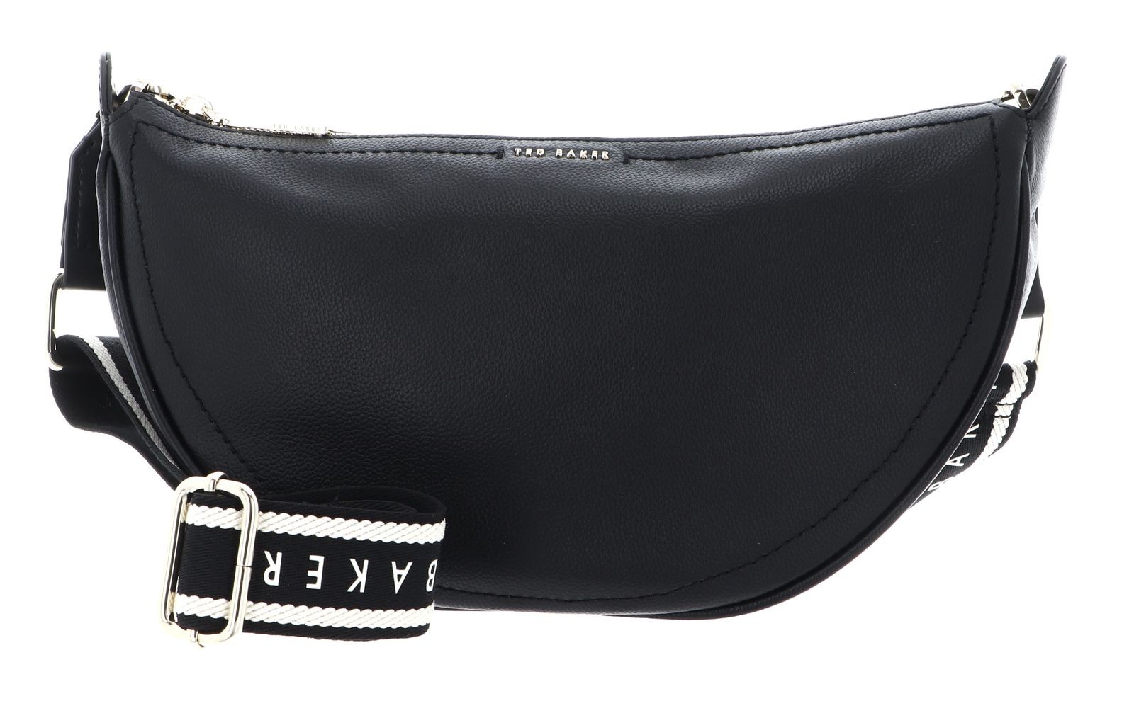Ted Baker Lorreen Webbing Leather Half Moon Crossbody Bag Black