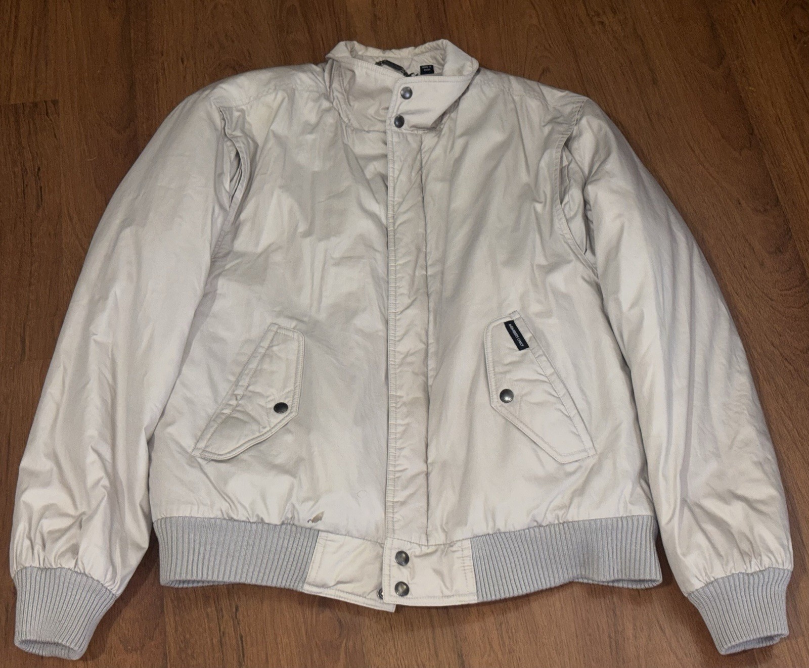 Vintage MEMBERS ONLY Bomber Jacket Mens Size 42L Beige Cafe Racer 80s 90s