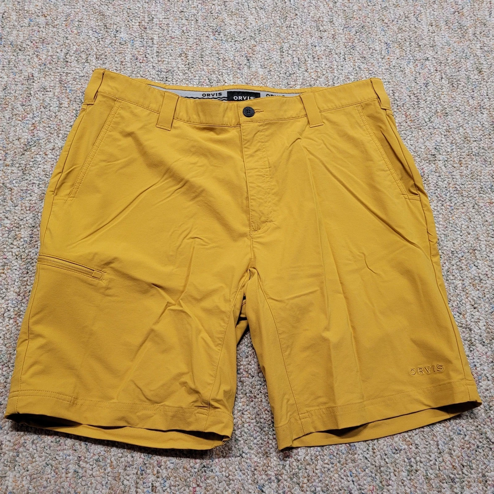 Orvis Jackson Performance Shorts Mens 38 Yellow Hiking Technical Quick Dry