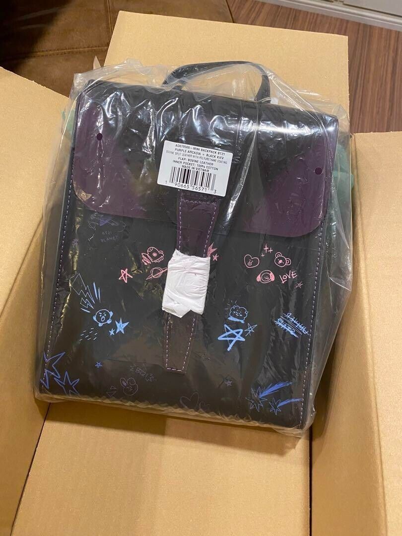 BT21 Dr Martens Mini Leather Backpack | Limited Edition BTS Black Purple  Japan