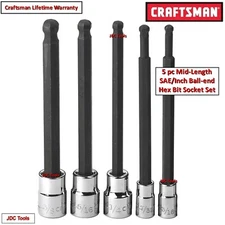 CRAFTSMAN HAND TOOLS 5pc 1/4 3/8 SAE Long Hex Allen bit ratchet socket set