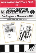 DARLINGTON V NEWCASTLE UNITED DAVID BARTON TESTIMONIAL MATCH 13 MAY 1984 VGC