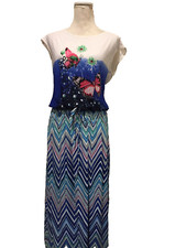 Embellished Maxi Dress, Large, Waist pull string, Sleeveless