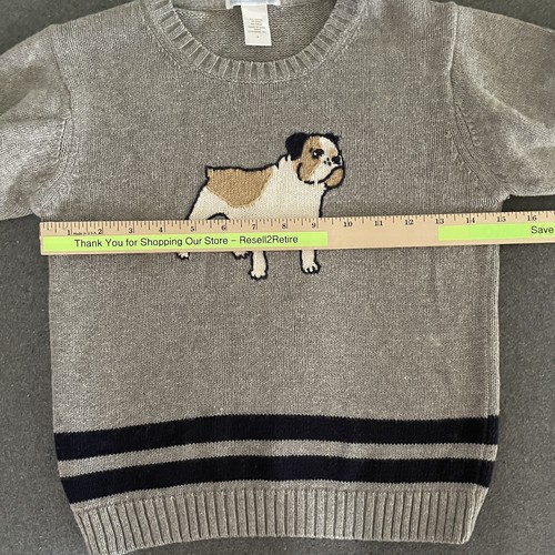Janie and Jack Bulldog Rugby Sweater Boys 5 Gray Navy Stripes VTG 13 Wool Cotton - Picture 7 of 13