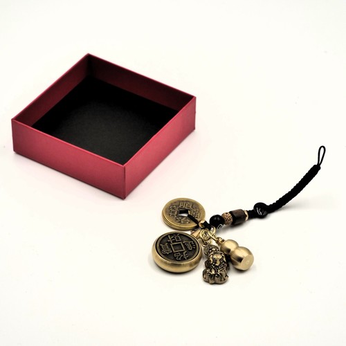 🐶Energy Zodiac Dog Keychain with Five Emperors Money, Gourd, and Pixiu - Bild 3 von 3