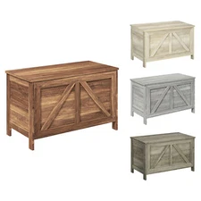 HOMCOM Storage Chest Farmhouse Toy Box Organizer with Safety Hinge