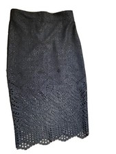 Beautiful Black Midi Pencil Skirt With Details Size S Zipper In Back