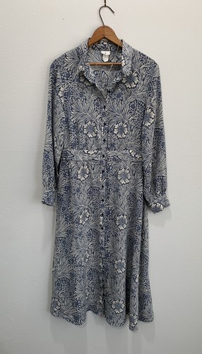 H\u0026M Floral Midi Shirt Dress Size 
