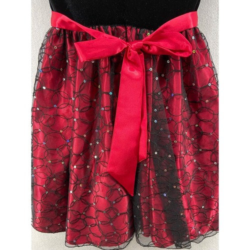 Cinderella Dress Girls Sz 5 Black Velvet, Red Sparkle Dress Christmas- Weddings - Picture 12 of 12