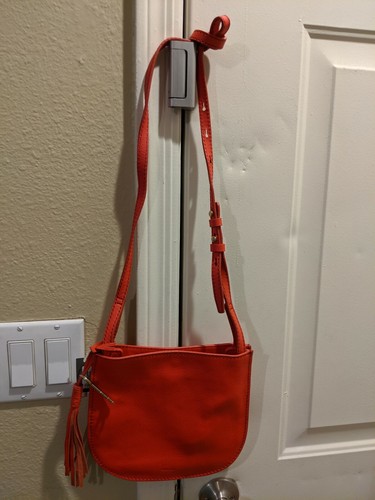 RED LEATHER SMALL CROSSBODY PURSE BAG 