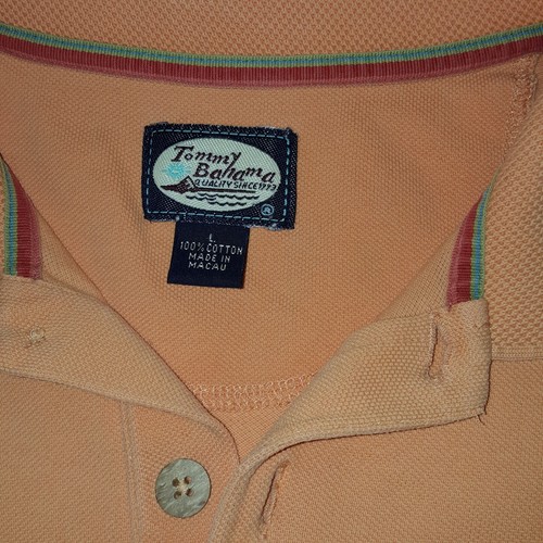 Tommy Bahama men polo shirt large orange cotton Marlin READ below - Picture 3 of 6