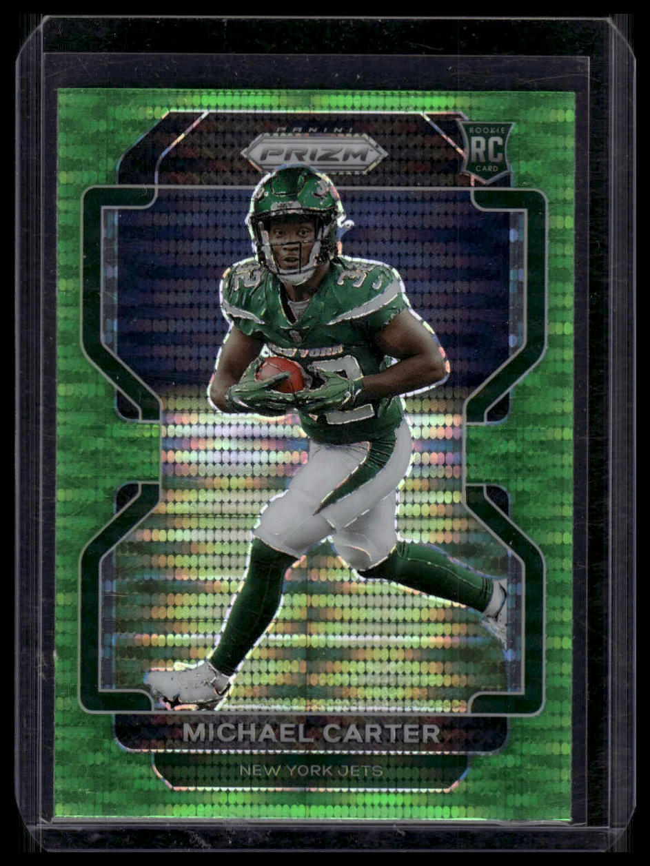 2021 Panini Prizm #365 Michael Carter Neon Green Pulsar Rookie RC
