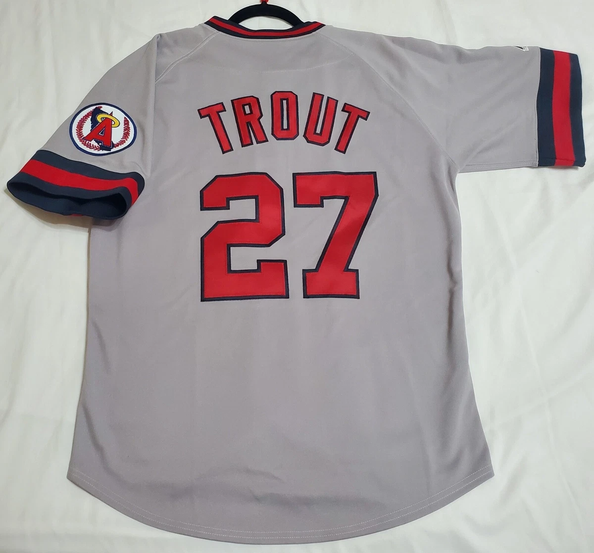 AUTHENTIC MAJESTIC XL MIKE TROUT CALIFORNIA ANGELS COOPERSTOWN JERSEY   USA