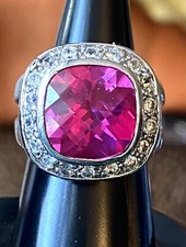   Sterling Pink  White CZ Ladies Ring SZ6