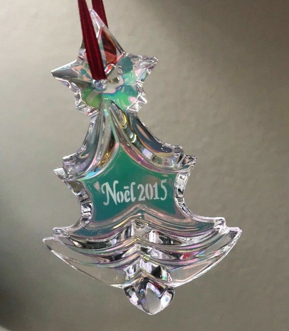$195 BACCARAT 2015 Annual Ornament Iridescent Crystal NOEL NEW IN