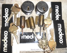5  Medeco  High Security   Lock Cylinders  with 5  pair  NOT WORKING keys